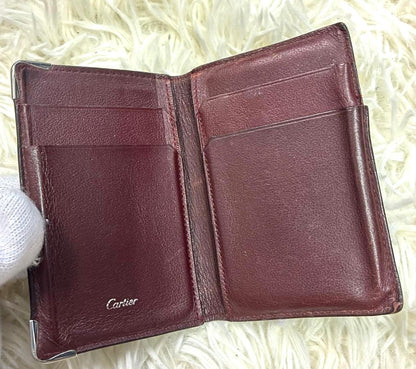 Cartier Must de Cartier Card Case Wallet Black Bordeaux Leather 2.8x4.3in Used