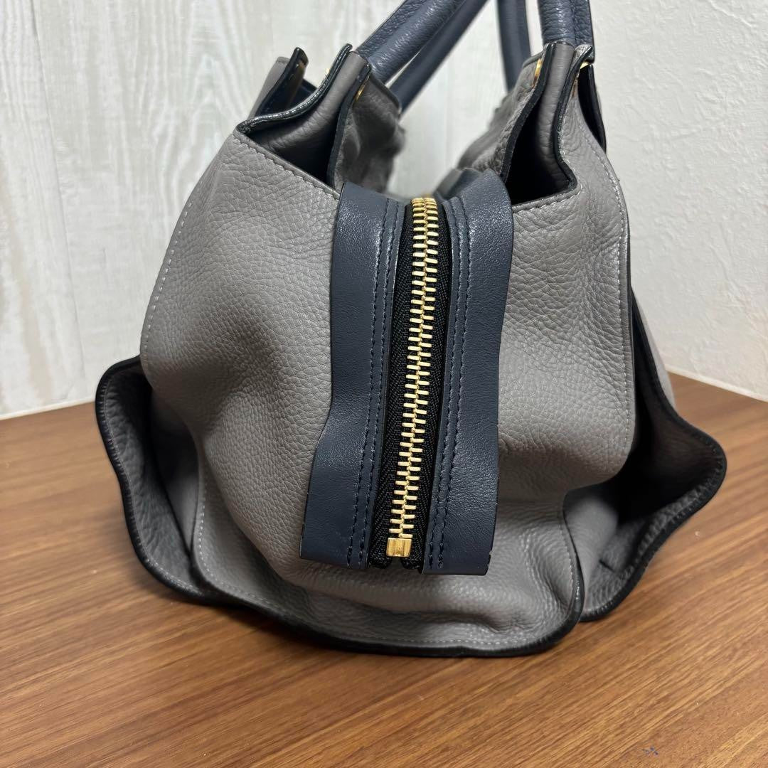 Authentic Chloe Dolly Tote Bag Leather Handbag Gray Japan Used