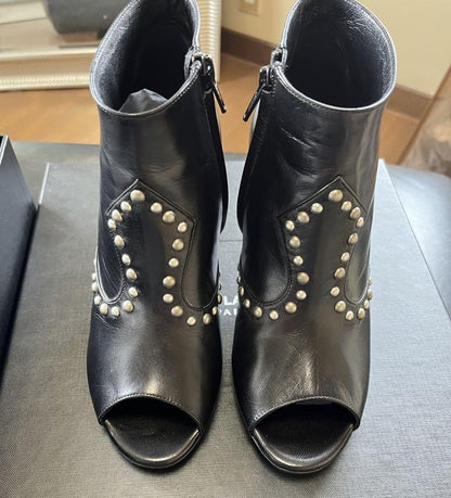 Saint Laurent Studded Boots Booties Shoes Women Size 36  US 6 Black Excellent !