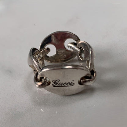 Gucci Sterling Silver 925 Marina Link Chain Ring Size 48 US 4.5 JP 9 Used