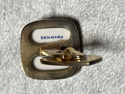 Georg Jensen Anchor Cufflinks Tie Clip Set Sterling Silver 925 Blue Denmark Men