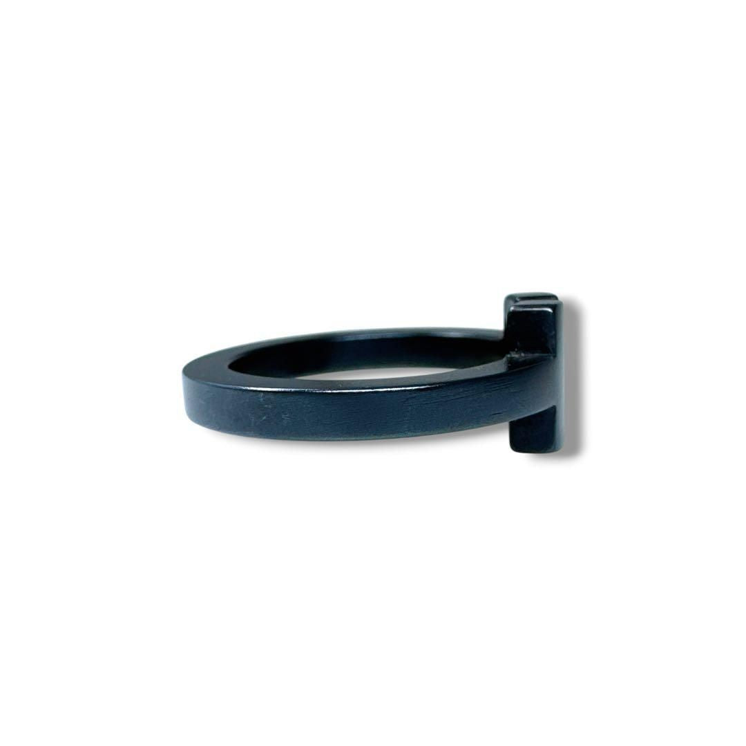 Tiffany & Co Black-coated Stainless Steel T Square Ring Size 49 US 4.75-5