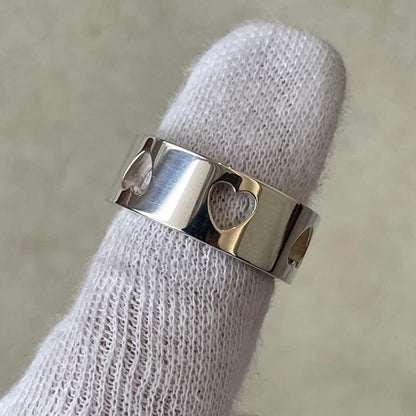 Tiffany & Co Sterling Silver 925 Heart Stencil Cutout Ring Size 53 US 6.5 Rare