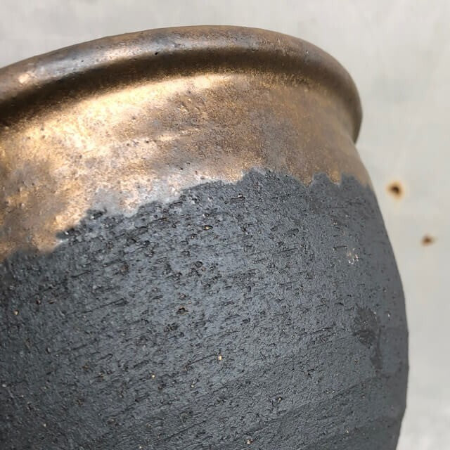 Kamiyama ROUND Pot Kinsai Shigarakiyaki Φ6.7”x 4.5" caudex Cactus Japan Bonsai
