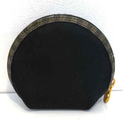 FENDI Vintage Pecan Round Coin Case Purse Mirror Coated Canvas Leather Italy