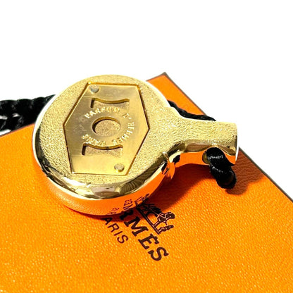 HERMES Paris Perfume Bottle Pendant Necklace Gold Bordeaux 27.6in Auth France