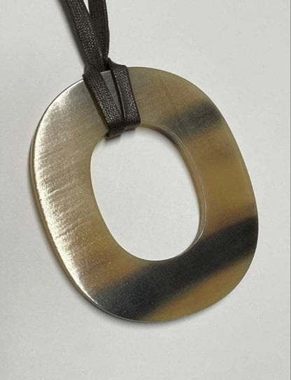 Hermes Buffalo Horn Necklace Designer Pendant Womens Jewelry Statement Accessory
