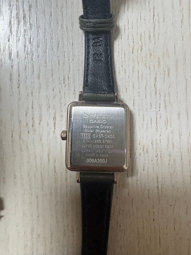 CASIO SHEEN SHS-D400 Ladies Solar Watch Square Case Sapphire Crystal 2 Straps