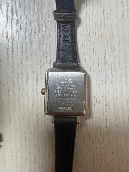 CASIO SHEEN SHS-D400 Ladies Solar Watch Square Case Sapphire Crystal 2 Straps