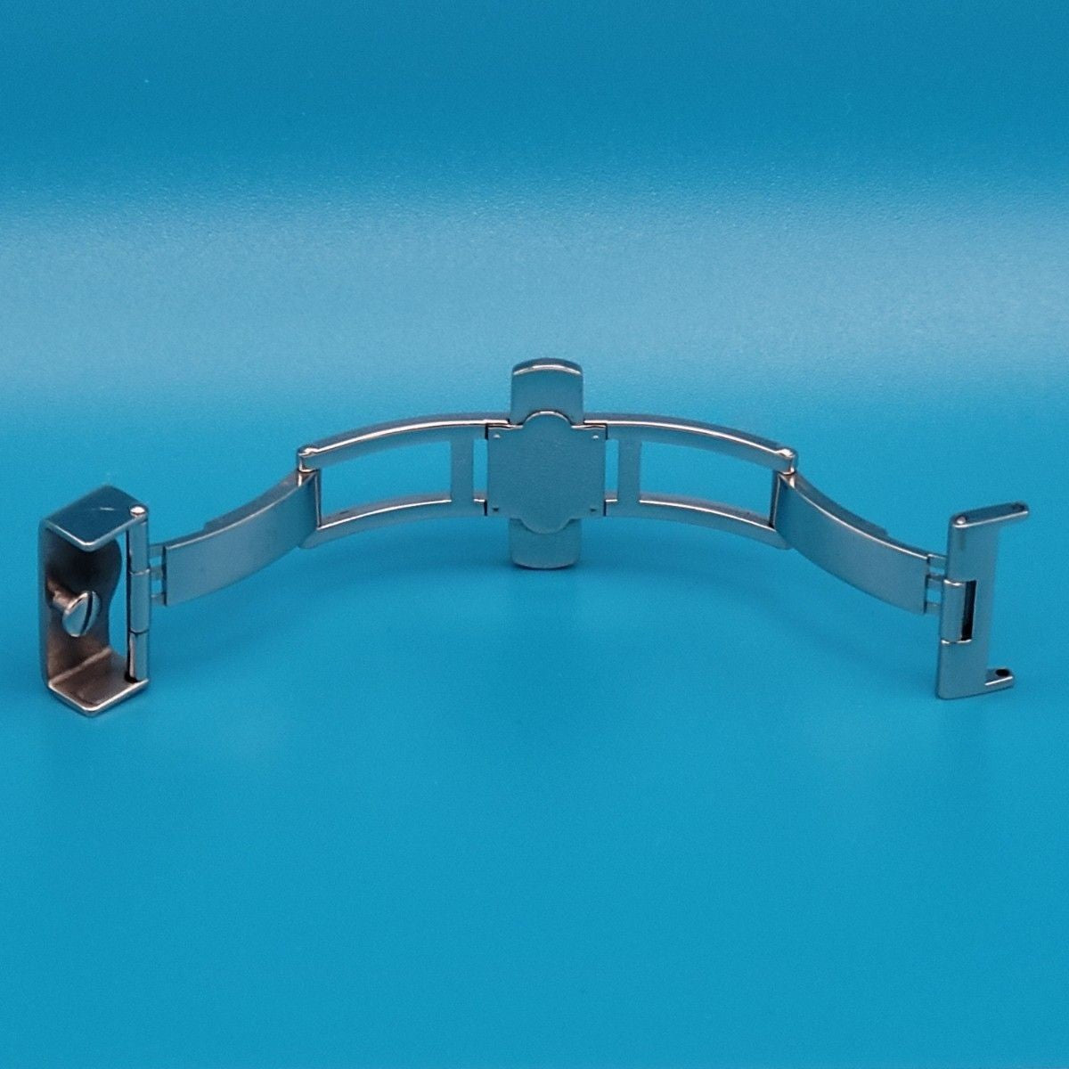 MUHLE GLASHUTTE 16mm Silver Tone Butterfly Buckle Used