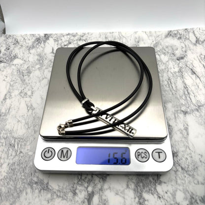 Tiffany & Co Atlas Sterling Silver 925 Roman Numeral Bar Pendant Necklace 50cm