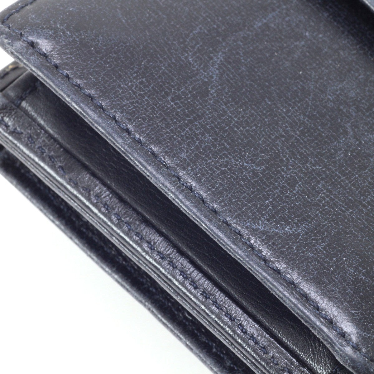 Cartier Sapphire Line Coin Case Purse Wallet Navy Leather Gold HW Authentic Used
