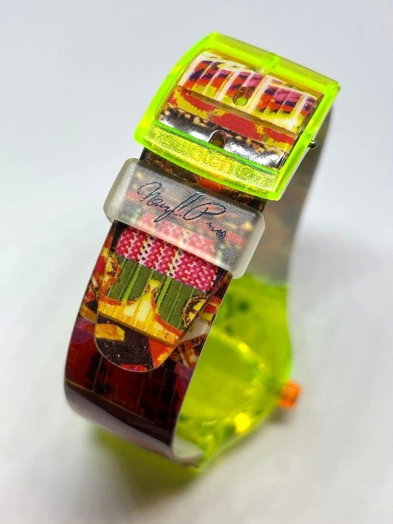 Swatch Nam June Paik Artist Collaboration Quartz Watch Neon Green Resin Case