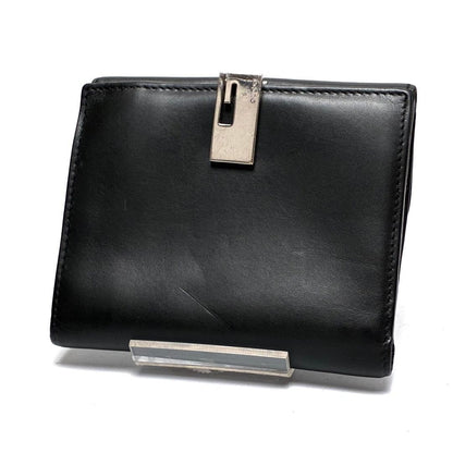 Gucci G Logo Compact Bifold Black Leather Wallet Card Slots Used