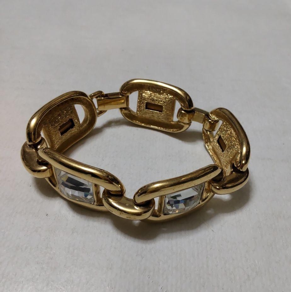 Christian Dior Vintage Crystal Bracelet Gold Plated Authentic From Japan