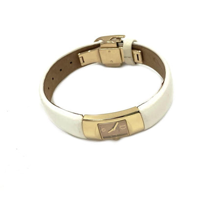 Vintage Christian Dior D102-150 Quartz Wristwatch Gold Plated White Leather Band