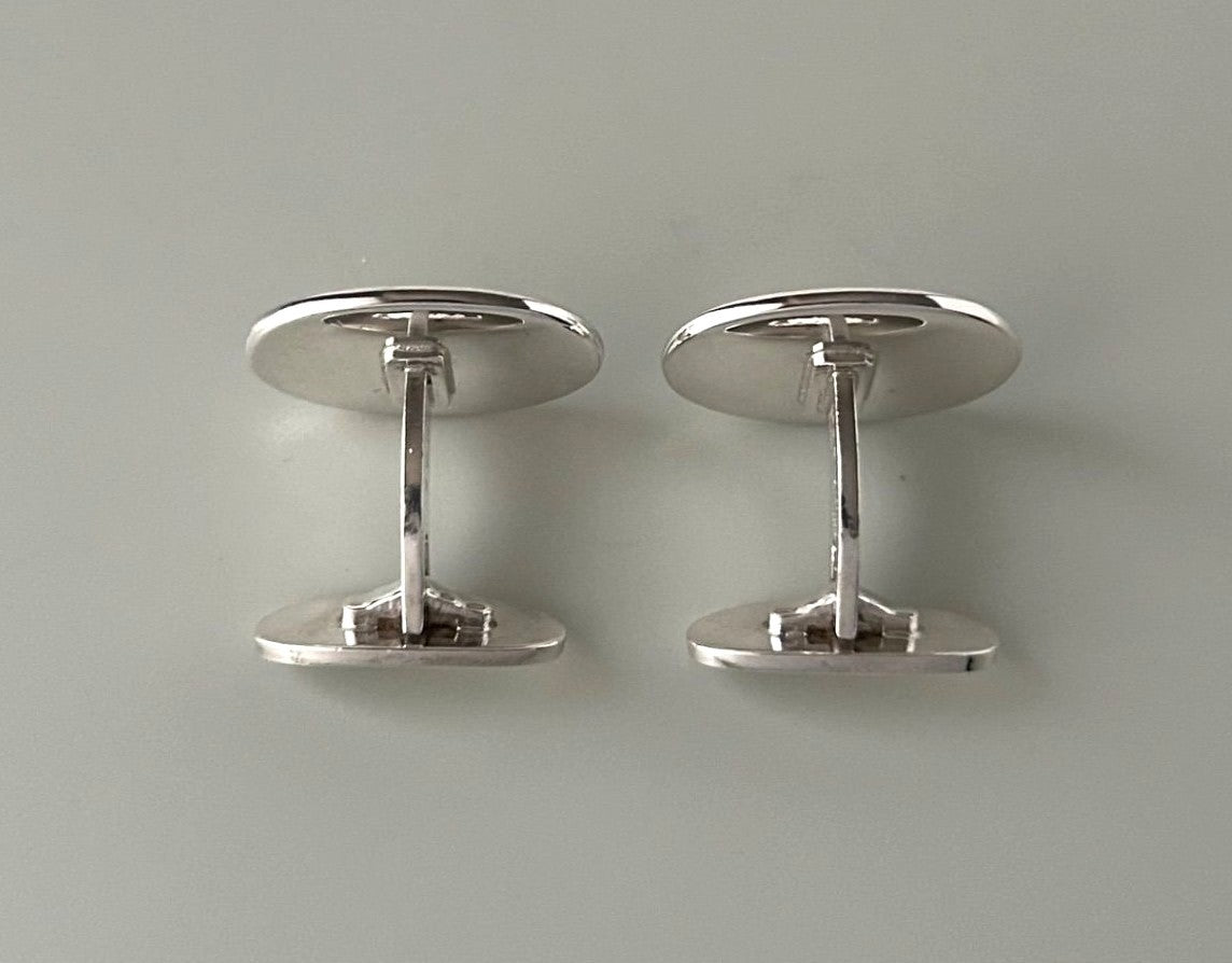 Georg Jensen Cufflinks Model 200 Sterling Silver 925 Oval Mens Denmark Vintage