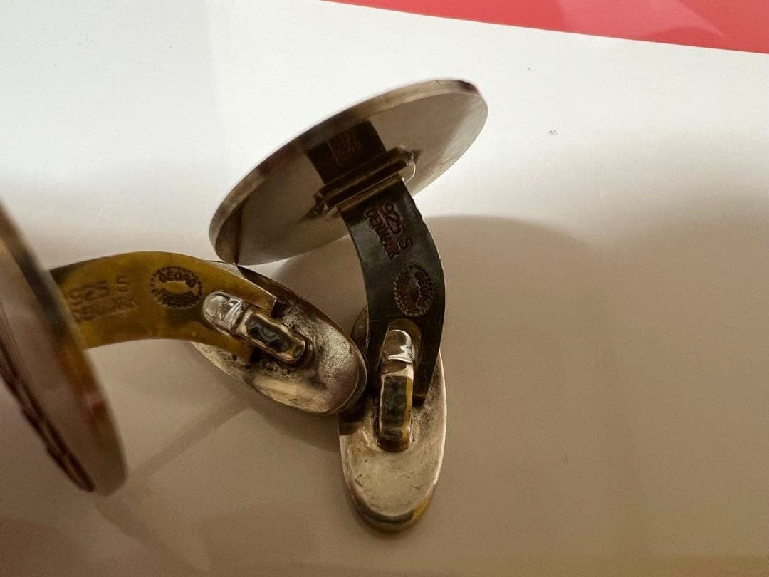 Georg Jensen Cufflinks Sterling Silver 925 Wheat Design Men's Denmark Vintage