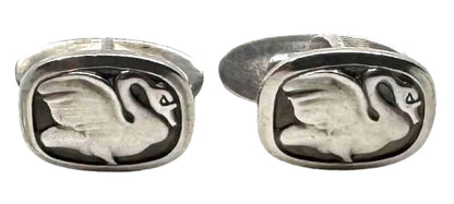 Georg Jensen Swan Cufflinks Sterling Silver 925 Mens Denmark Vintage Bird Motif