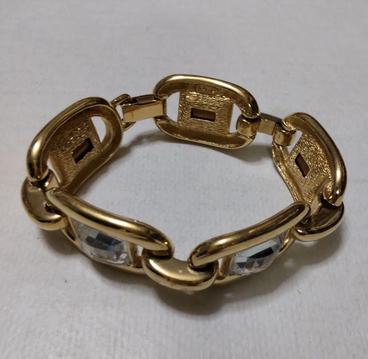 Christian Dior Vintage Crystal Bracelet Gold Plated Authentic From Japan