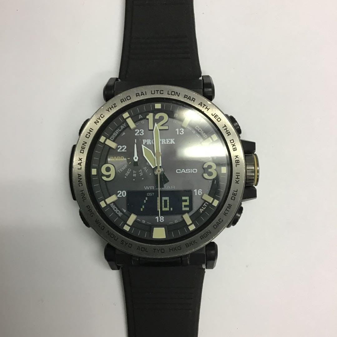 CASIO PRO TREK PRG-600YB Tough Solar Mens Watch Black Dial 47mm Triple Sensor