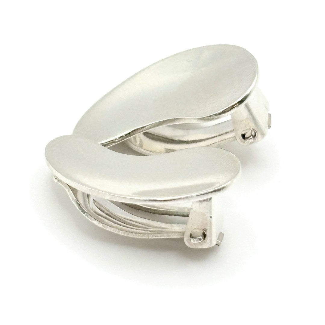 Georg Jensen # 123 Sterling Silver 925 Drop Clip On Earrings Denmark 20.7x12.2mm