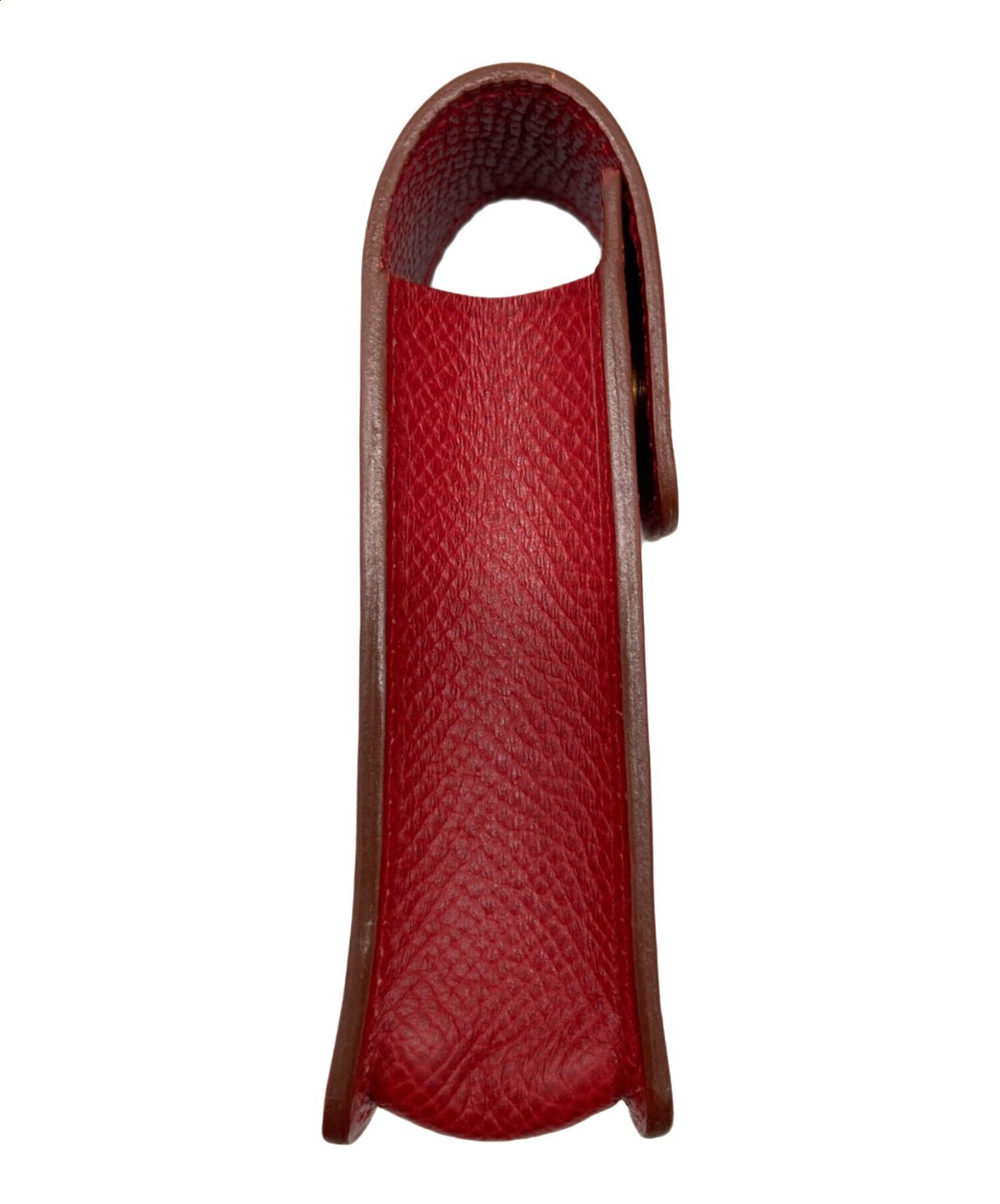 HERMES Serie Button Leather Case Pen Lighter Holder Red Calfskin Gold HW France