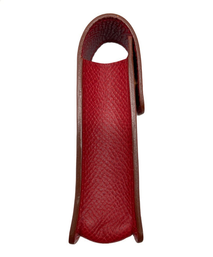 HERMES Serie Button Leather Case Pen Lighter Holder Red Calfskin Gold HW France