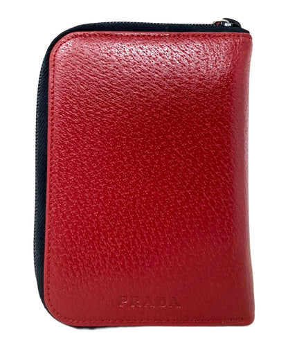 PRADA Vitello Daino Notebook Cover Organizer Red Leather Zip Around Case