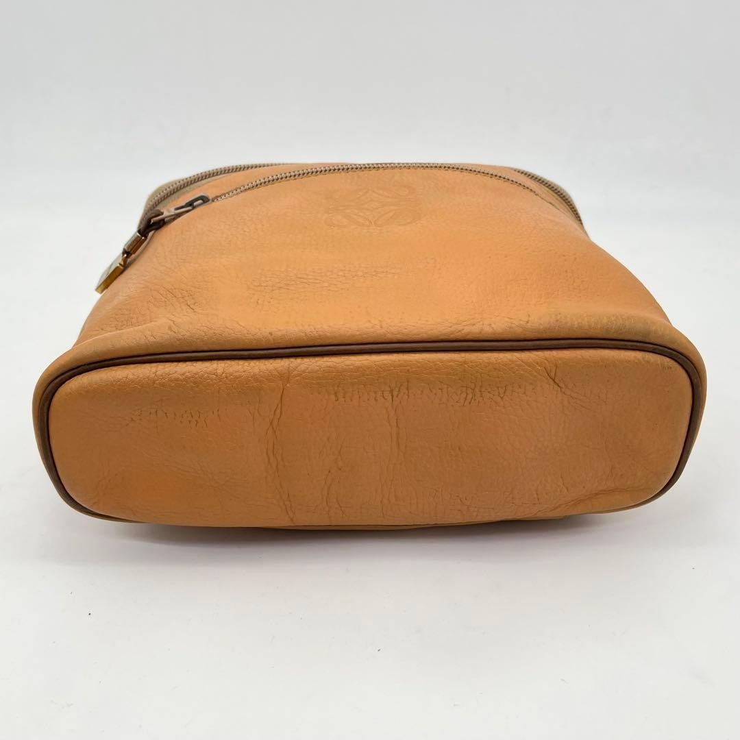 Loewe Anagram Vanity Pouch Handbag Brown Leather Cosmetic Case