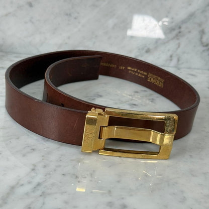 Versace VJC Brown Leather Belt Gold Buckle L 86.5cm 34in 30/75 Women