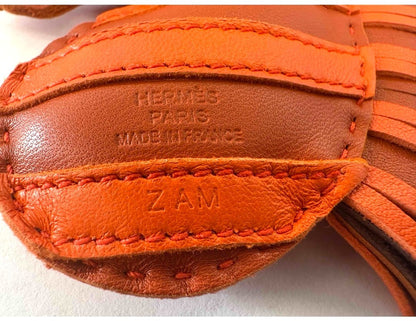 Hermes Gigi Savane Horse Bag Charm Orange Carnelian Leather Authentic France