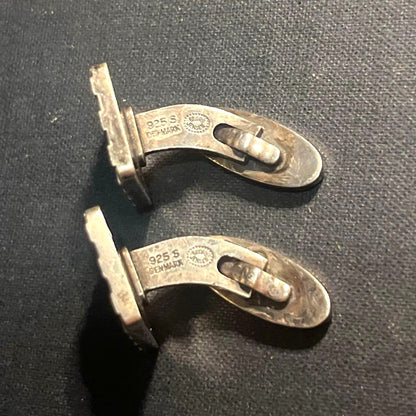 GEORG JENSEN Sterling Silver Cufflinks 925S Denmark Checkered Pattern Vintage