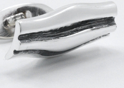 Georg Jensen #204 Cufflinks Silver 925 Wave Ripple Denmark Men 0.5x1.1in. Used