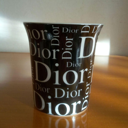 Christian Dior Logo White Black Mug Pair Set Of 2 Unused