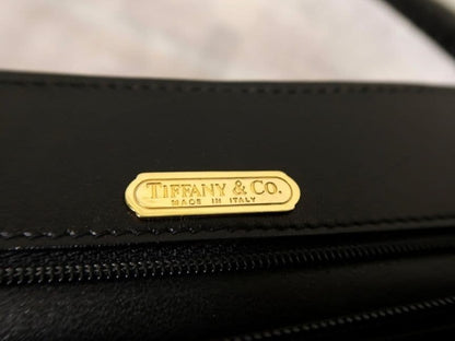 Tiffany & Co Canvas Crocodile embossed Black Leather Tote Bag Gold Hearware