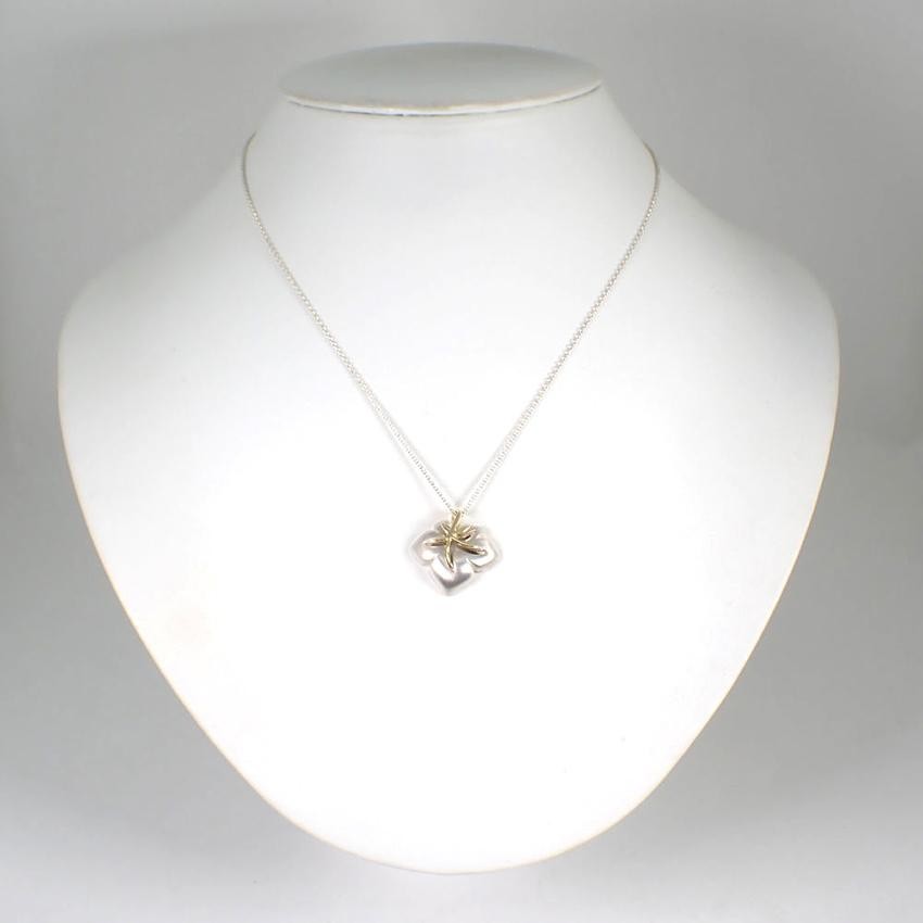 Tiffany & Co Sterling Silver 925 Yellow Gold 18k Nature Leaf Necklace L 42.5cm
