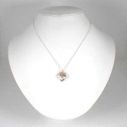 Tiffany & Co Sterling Silver 925 Yellow Gold 18k Nature Leaf Necklace L 42.5cm