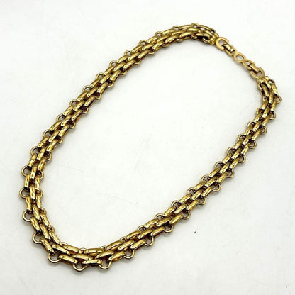 CHRISTIAN DIOR Gold Plated Chain Link Necklace Choker Vintage Used Excellent