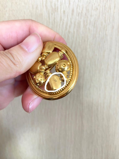 Christian Dior Perfume Bottle Motif Brooch Pin Gold Tone Vintage Oval Jewelry