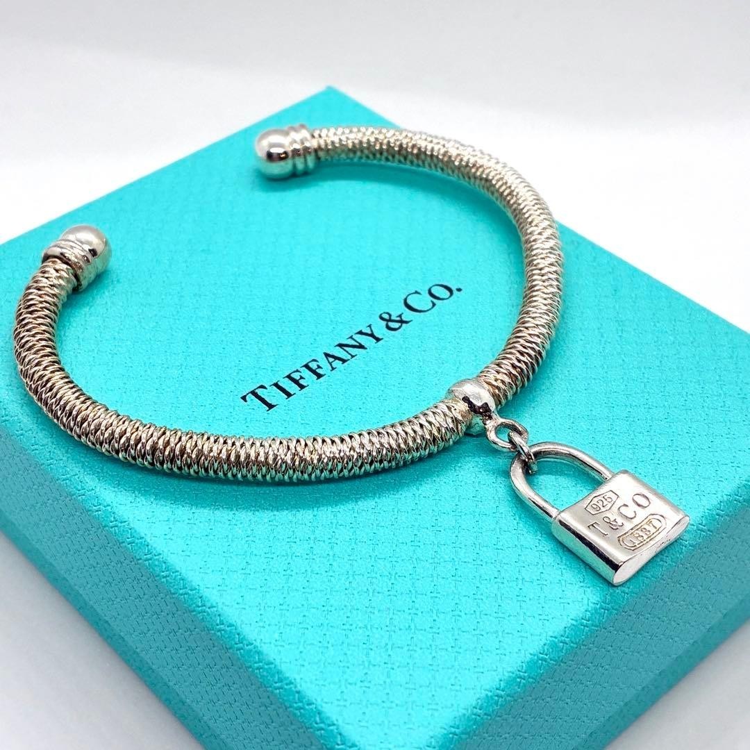 Tiffany Co Somerset Mesh Bangle Bracelet Padlock Sterling Silver 925 Used No Box