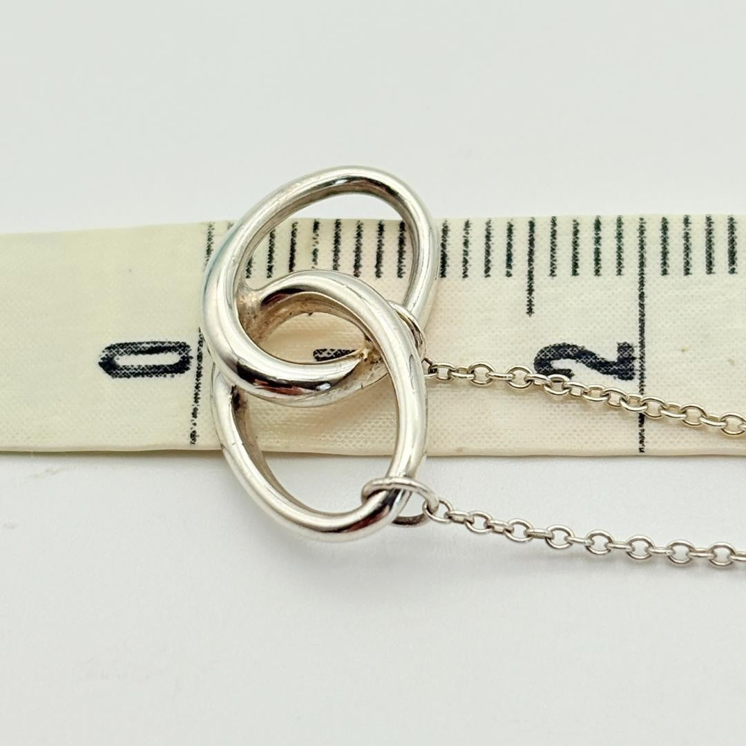 Tiffany & Co Sterling Silver 925 Double Loop Necklace 40cm 15.7in Elsa Peretti