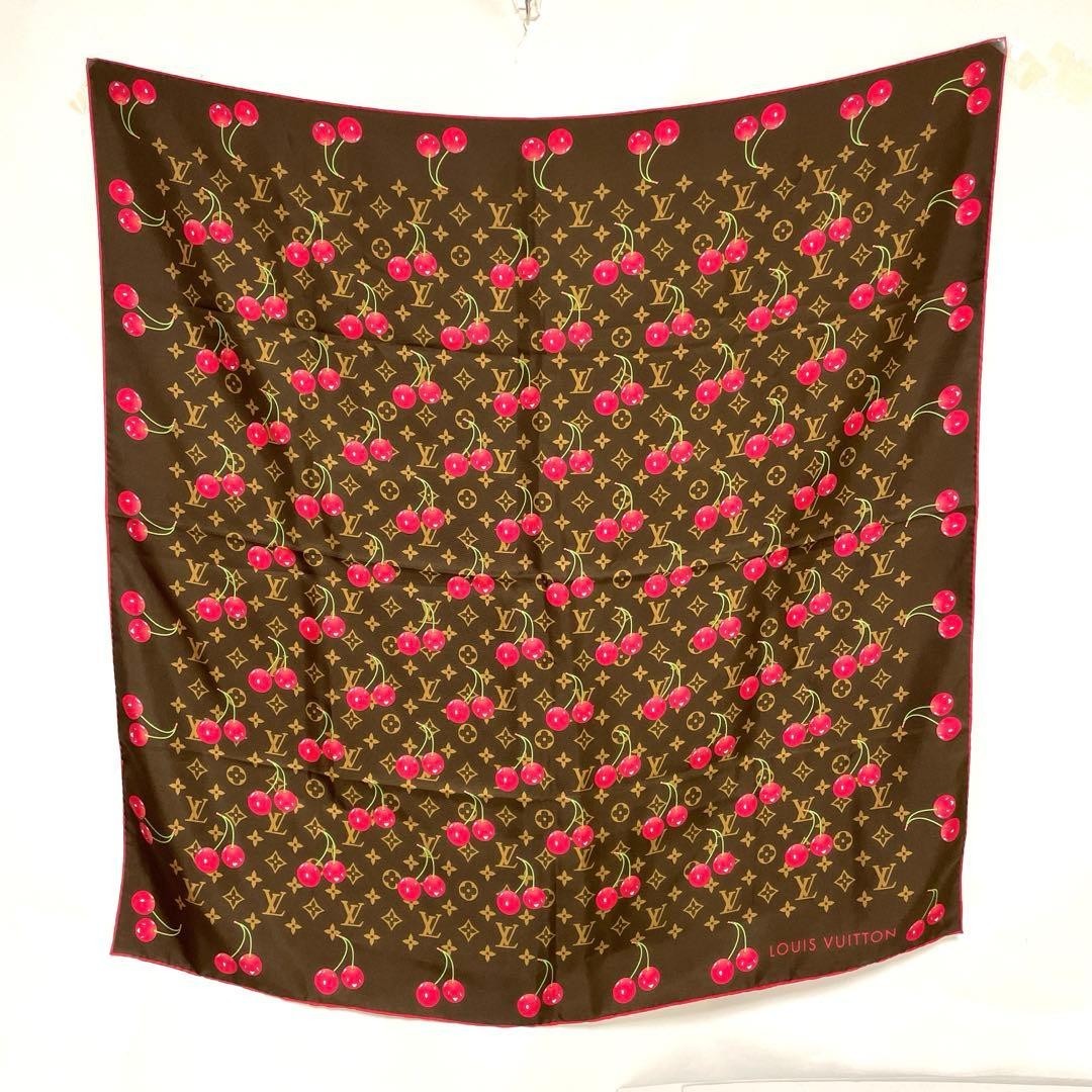 Louis Vuitton x Takashi Murakami Cerises Cherry Monogram Silk Scarf M71962 2005