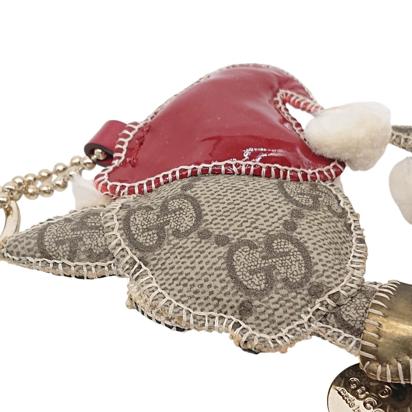 Gucci Authentic Guccissima Christmas Version Chihuahua Charm Key Ring Used Santa