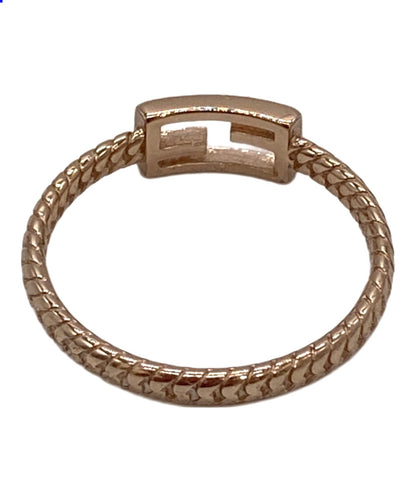 FENDI Zucchino Baguette Ring FF Logo Pink Gold US6.5 EU53 Model 1A4620 Italy HW