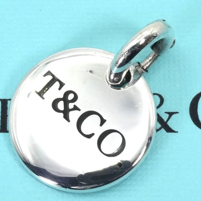 Tiffany & Co Sterling Silver 925 Black Circle Logo Charm Spring Ring Pendant Top