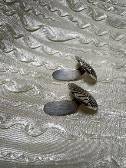 Georg Jensen Shell Cufflinks Sterling Silver 925S Denmark Mens Box Vintage