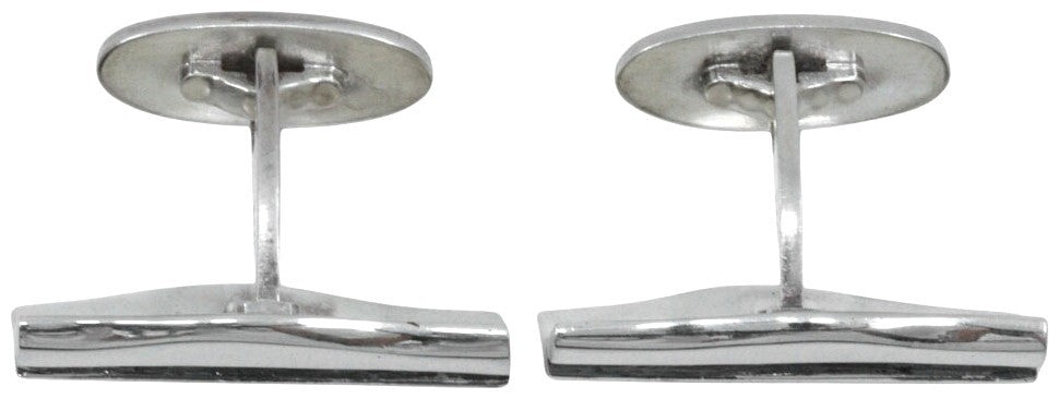 Georg Jensen #204 Cufflinks Silver 925 Wave Ripple Denmark Men 0.5x1.1in. Used