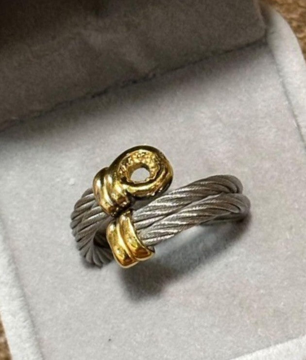 Rare Philippe Charriol Cable Design Ring Gold Silver Size 61 US 9.5 Used Japan
