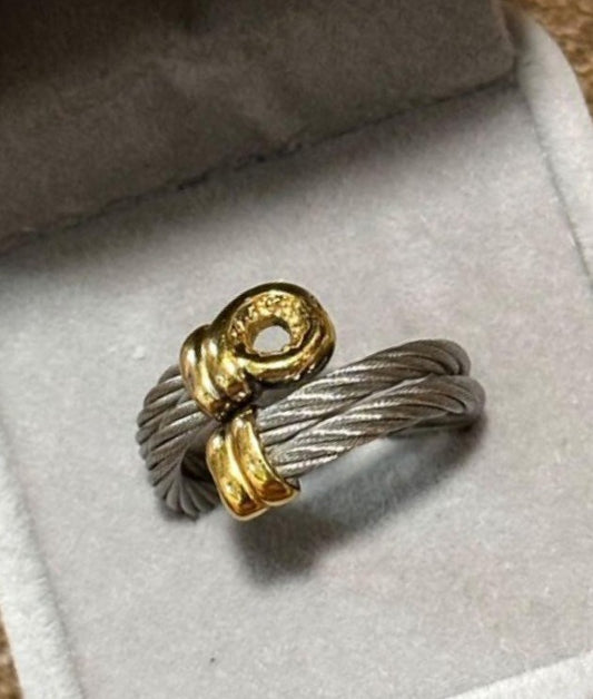 Rare Philippe Charriol Cable Design Ring Gold Silver Size 61 US 9.5 Used Japan
